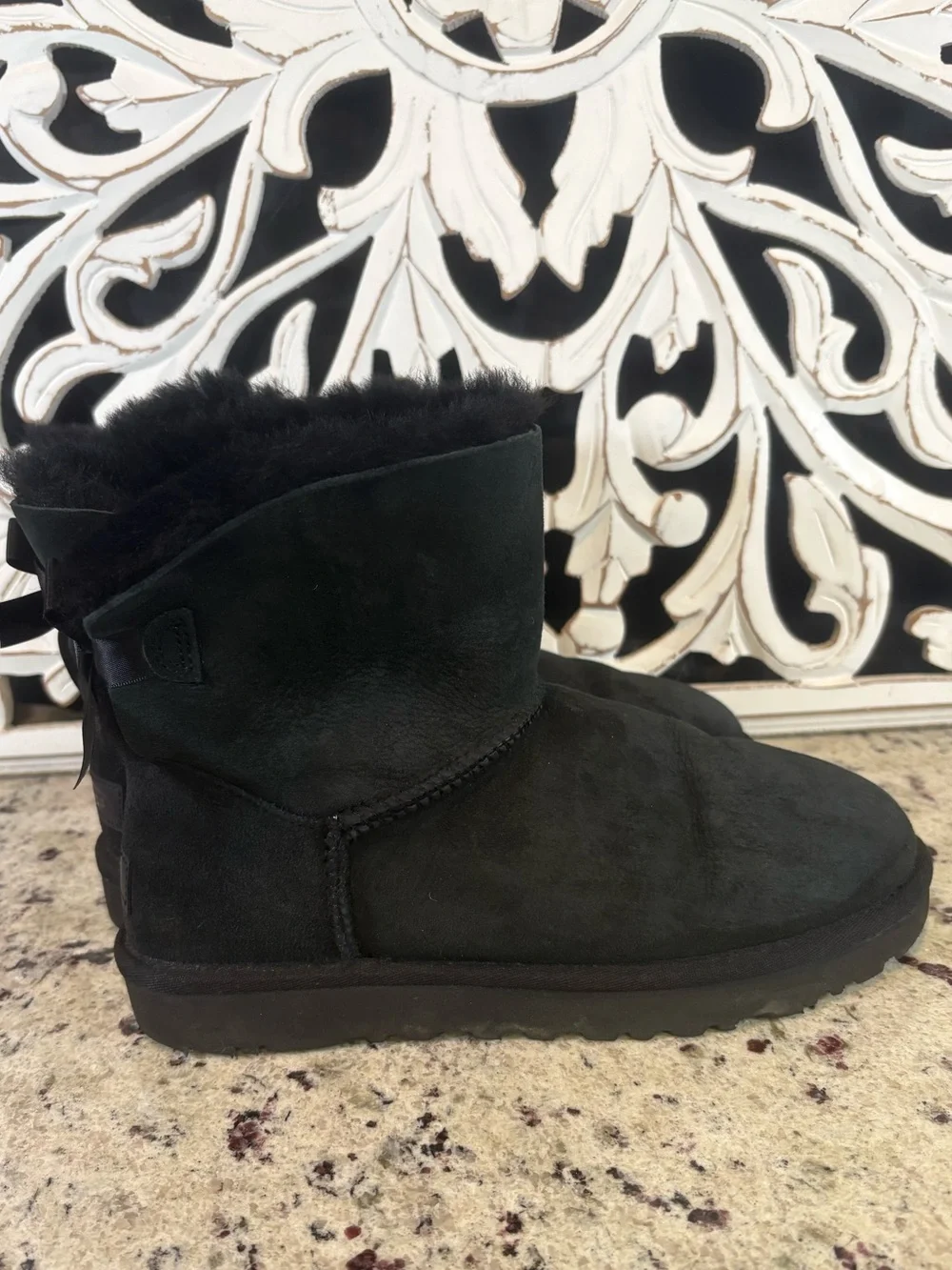 UGG Mini Bailey Bow II Black Boots Size 8